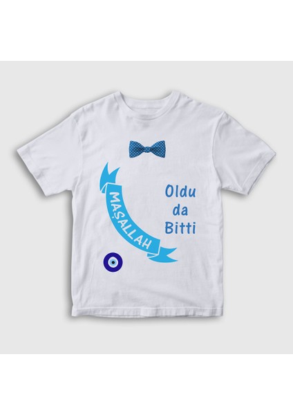 Unisex Çocuk Beyaz Oldu Da Bitti Maşallah Sünnet T-Shirt