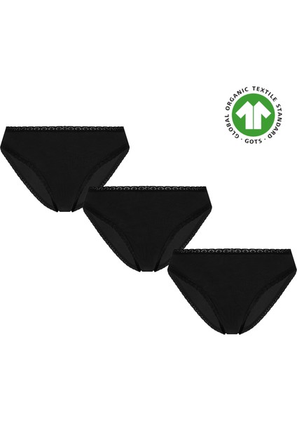 Gots Sertifikali Dantelli Organik Pamuk Kadın Külot