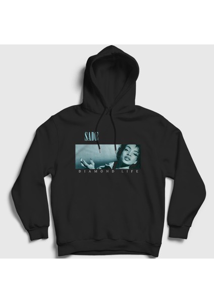 Unisex Siyah Diamond Life Sade Kapüşonlu Sweatshirt