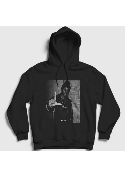 Unisex Siyah Harlem Rapper Hiphop Big L Kapüşonlu Sweatshirt