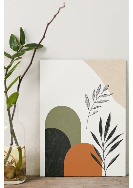 Minimalist Bitki ve Şekiller Kanvas Tablo