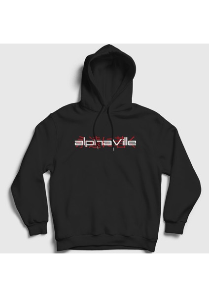 Unisex Siyah Logo Alphaville Kapüşonlu Sweatshirt
