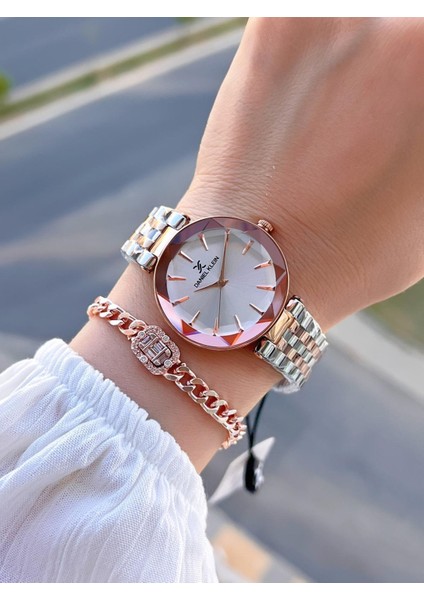 Özel Kesme Camlı 3 Atm Suya Dayanıklı 2 Yıl Garantili Kadın Kol Saati+Bileklik V92601.6 fiyatları