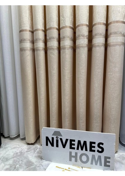 Nivemeshome Damla FT614337 V-101 Krem 1/3 Sık Pileli Fon Perde Apm