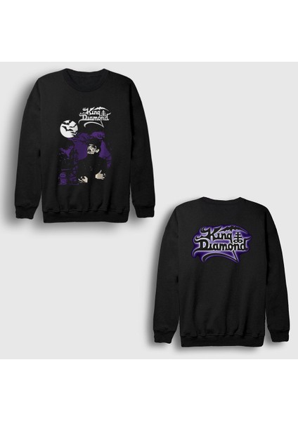Unisex Siyah Them King Diamond Sırt Baskılı Sweatshirt