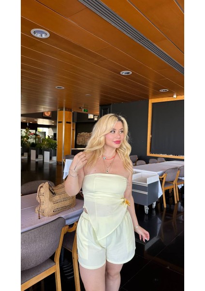 Straplez Meri Şort Bluz Takım fırsatları