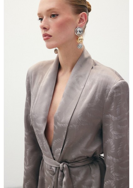 Jakar Saten Ceket - Vizon modelleri