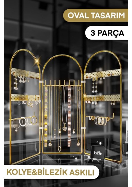 Şık ve Düzenli Takı ve Makyaj Organizeri, Dekoratif Oval Stand, Kolye ve Yüzük Kutusu fırsatları