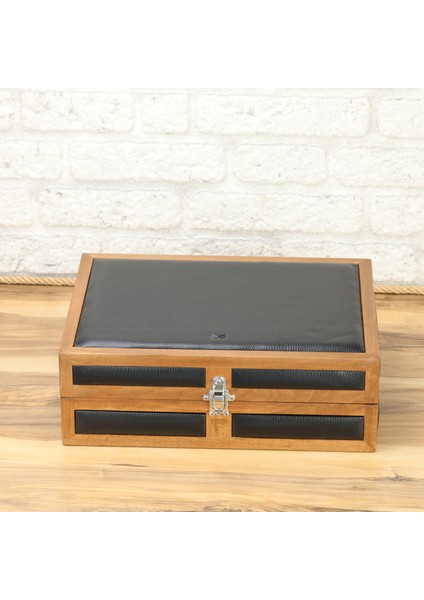15LI Ahşap Saat Kutusu Saat Koleksiyon Kutusu Çoklu Deri Saat Kutusu Watch Case