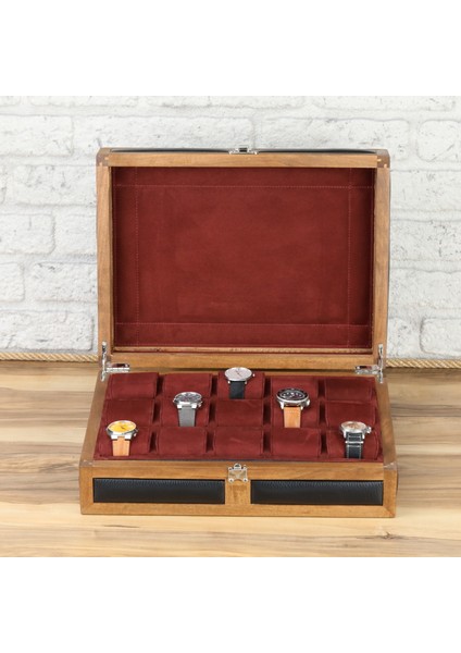 15LI Ahşap Saat Kutusu Saat Koleksiyon Kutusu Çoklu Deri Saat Kutusu Watch Case modelleri