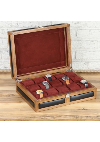 15LI Ahşap Saat Kutusu Saat Koleksiyon Kutusu Çoklu Deri Saat Kutusu Watch Case indirimleri