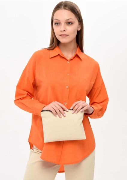 Kanvas Kumaş Clutch Çanta (25x18)