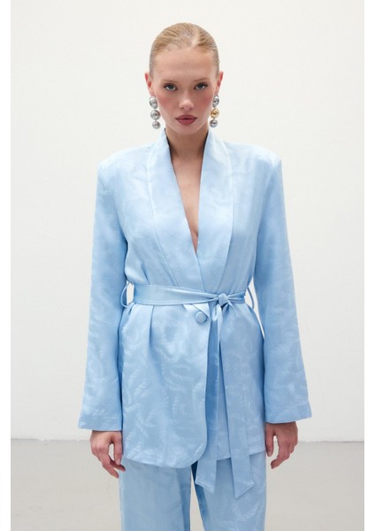 Jakar Saten Ceket - Mavi modelleri