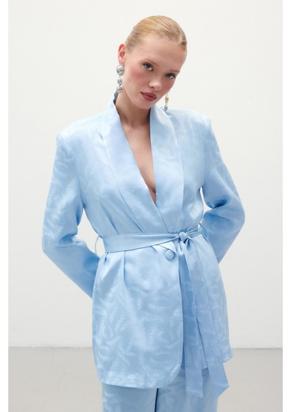 Jakar Saten Ceket - Mavi fırsatları