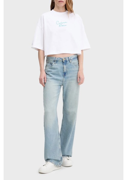 Pamuklu Relaxed Fit Işleme Logolu Crop T Shirt LV047C202GYAA Bayan T Shirt LV047C202G Yaa fiyatları