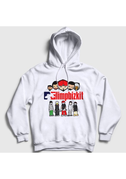 Unisex Beyaz Logo Limp Bizkit Kapüşonlu Sweatshirt