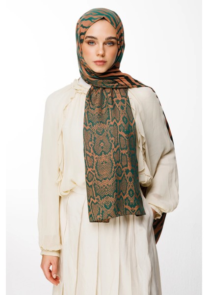 Riad Desen Çift Taraflı Şal Zümrüt-Kayısı fiyatları