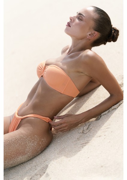 Lahla Büzgü Detaylı Kalın Bant Turuncu Bikini Altı fiyatları