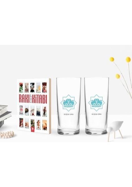 Renkli Tasarımlı Ikili Rakı Bardağı ve Cep Kitabı Hediye Seti