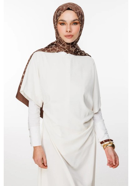 Marrakech Desen Çift Taraflı Şal Acı Kahve-Bej