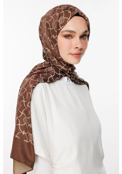Marrakech Desen Çift Taraflı Şal Acı Kahve-Bej modelleri