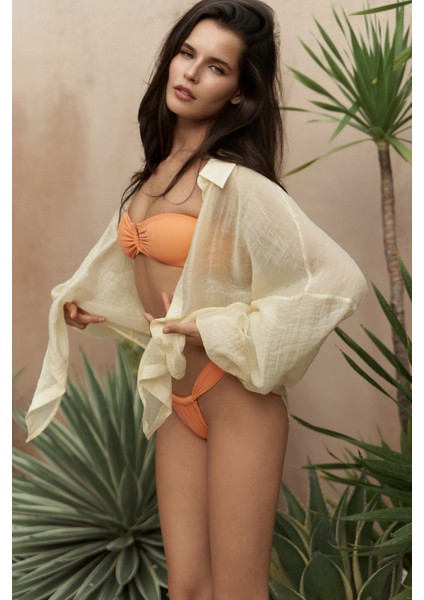 Lahla Straplez Toka Detaylı Turuncu Bikini Üstü indirimleri