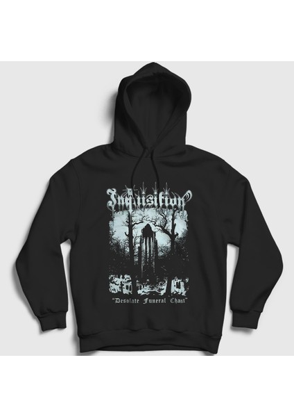 Unisex Siyah Desolate Funeral Chant Inquisition Kapüşonlu Sweatshirt
