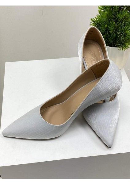 0000025 Renk: Gümüş Gri Kadın Stiletto Günlük Ayakkabı