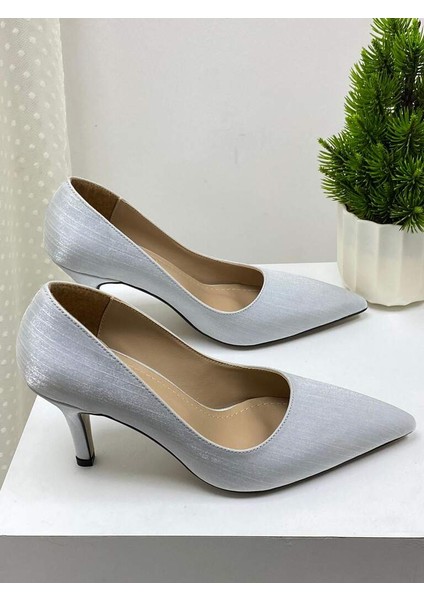 0000025 Renk: Gümüş Gri Kadın Stiletto Günlük Ayakkabı