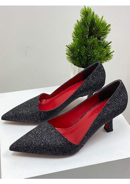 0000029 Renk: Siyah Sim Detaylı Topuklu Günlük Kadın Stiletto Ayakkabı modelleri