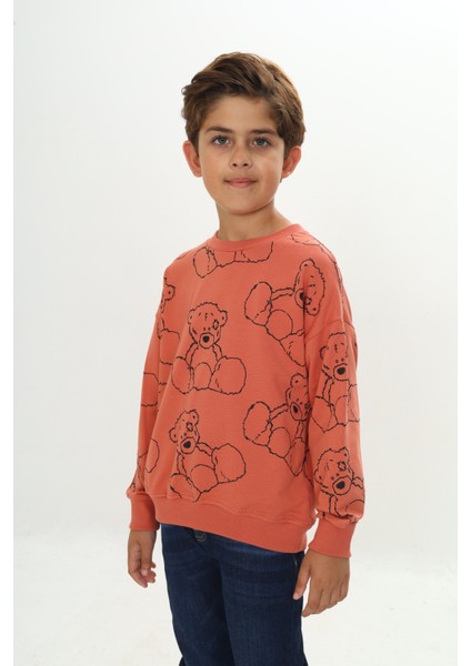 Erkek Çocuk Komple Ayı Baskılı Sweatshirt