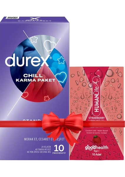 Chill Prezervatif 10'lu + Humanlife 5 gr x 10 Çilek Aromalı Jel Lubricant