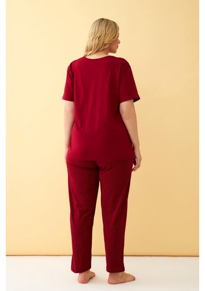 Kadın Bordo Love Yazılı Büyük Beden Pijama Takımı indirimleri