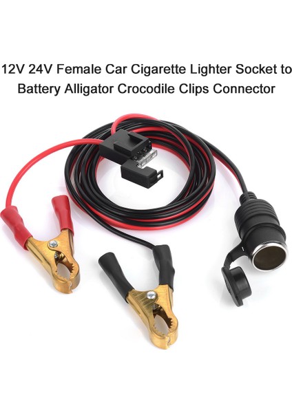 12V 24V Kadın Araba Çakmak Soket Pil Timsah Timsah Klipleri Konektörü 2ft Araba Aküsü Kelepçeli Uzatma Şarj Kablosu (Yurt Dışından) fırsatları