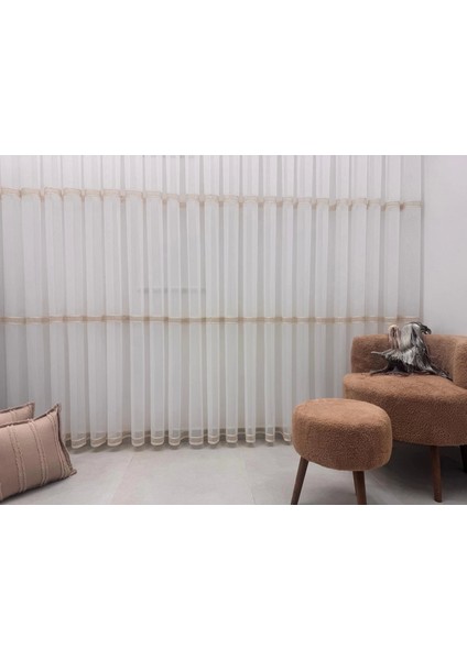 Nivemeshome Olivia 2025 Altın Detaylı 1/3 Sık Pileli Tül Perde Apm fiyatları