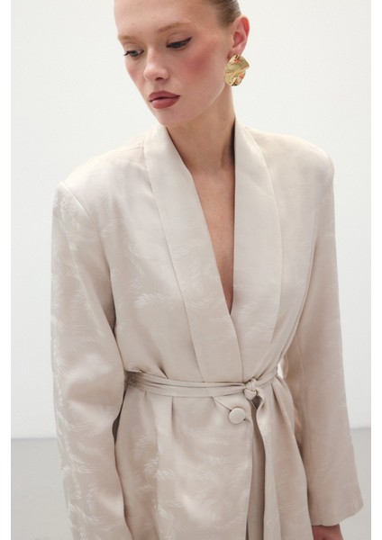 Jakar Saten Ceket - Bej fırsatları