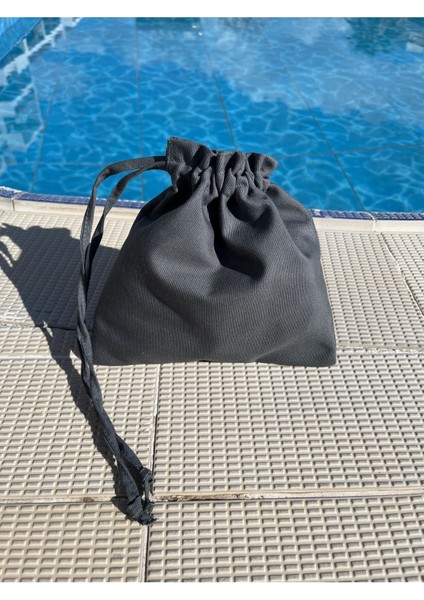 Gri Keten Mini Bez Kese, Büzgülü Çanta, Içi Düzenleyici, 20X20 modelleri