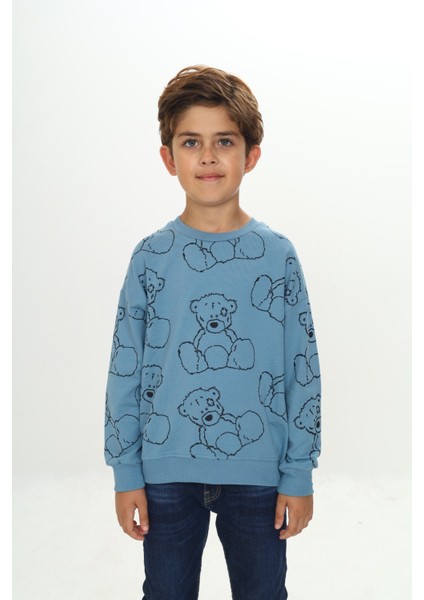 Erkek Çocuk Komple Ayı Baskılı Sweatshirt