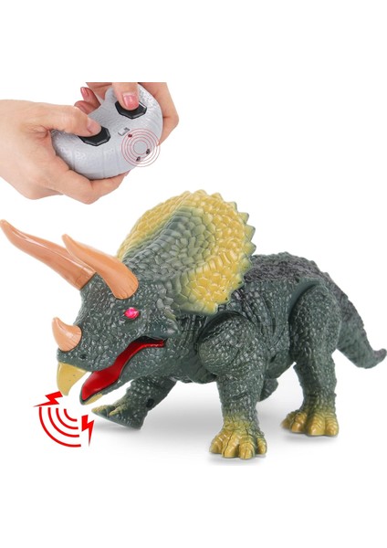 Uzaktan Kumandalı Pilli Triceratops Dinozor Sesli Işıklı 20 cm