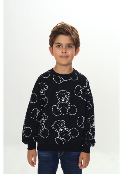 Erkek Çocuk Komple Ayı Baskılı Sweatshirt