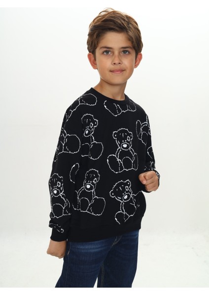 Erkek Çocuk Komple Ayı Baskılı Sweatshirt modelleri