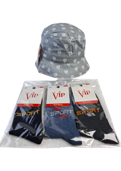 4-8 Yaş Erkek Çocuk Yazlık Fötr Şapka Vip 7-8 Yaş 3 Renk Çorap 4 Lü Set modelleri