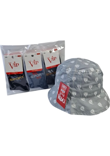 4-8 Yaş Erkek Çocuk Yazlık Fötr Şapka Vip 7-8 Yaş 3 Renk Çorap 4 Lü Set fırsatları