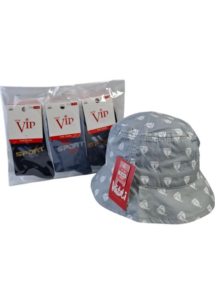 4-8 Yaş Erkek Çocuk Yazlık Fötr Şapka Vip 7-8 Yaş 3 Renk Çorap 4 Lü Set indirimleri