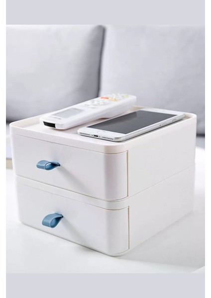 İki Katlı Çekmeceli Masaüstü Organizer, Makyaj, Takı ve Aksesuar Saklama Kutusu fiyatları