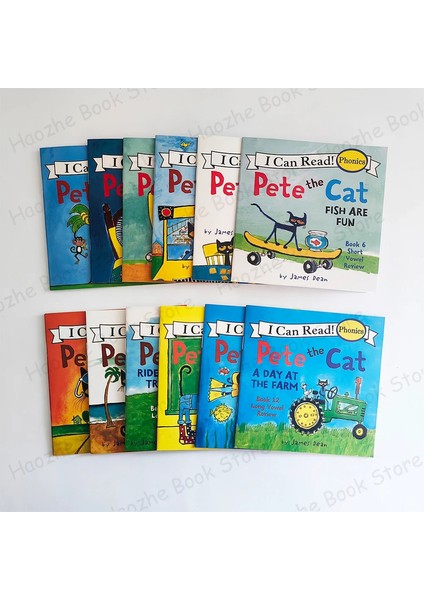 12 Kitap Pete The Cat Okuyabilirim Phonics Ingilizce Resim Kitap Hikaye Cep Kitabı Çocuklar Için Çocuklar Montessori Yatma Time Reading (Yurt Dışından)
