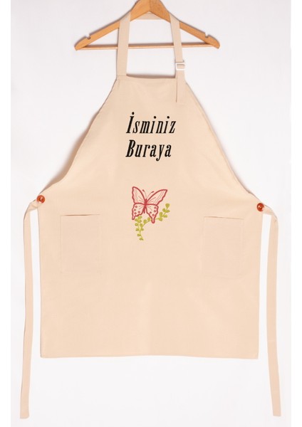 Mutfak Önlüğü Kişiye ve İsme Özel Nakışlı Mutfak Önlüğü KELEBEK01 Farklı Renkler fiyatları