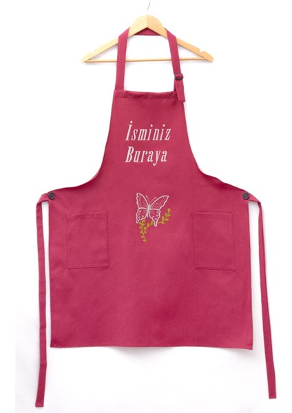 Mutfak Önlüğü Kişiye ve İsme Özel Nakışlı Mutfak Önlüğü KELEBEK01 Farklı Renkler fiyatları