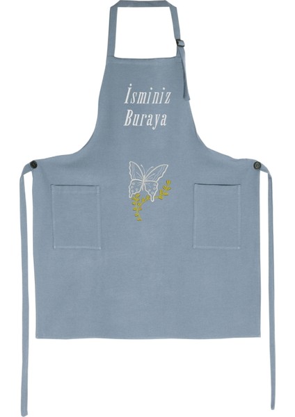 Mutfak Önlüğü Kişiye ve İsme Özel Nakışlı Mutfak Önlüğü KELEBEK01 Farklı Renkler fiyatları