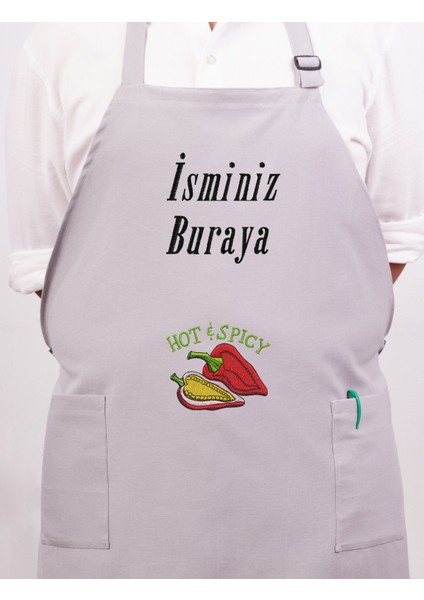 Mutfak Önlüğü Kişiye ve İsme Özel Nakışlı Mutfak Önlüğü BIBER02 Farklı Renkler